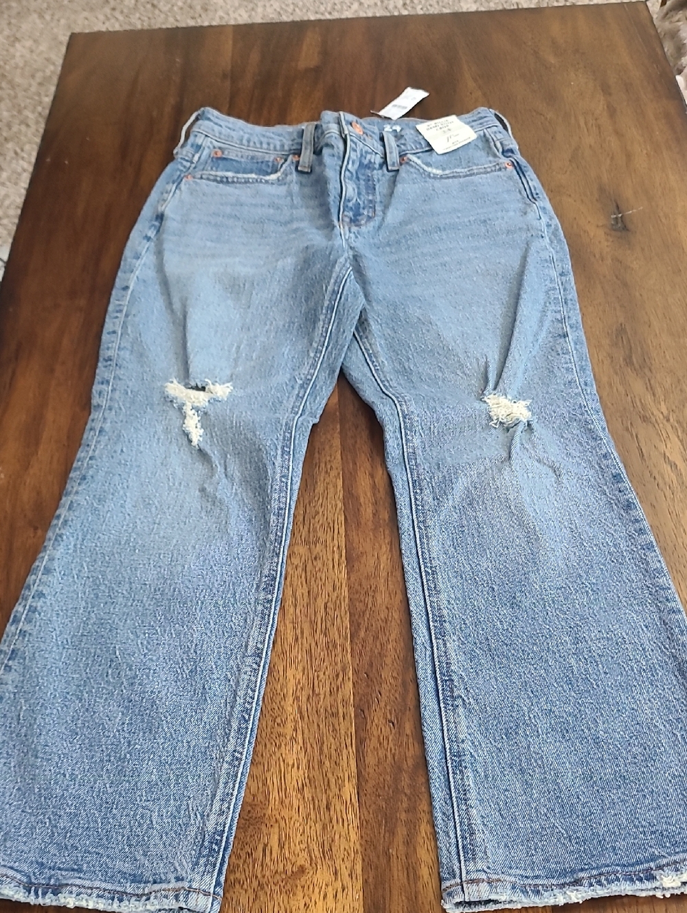 J. Crew 9” Billie Demi Boot Crop Jeans Distressed. Size 24. New - Picture 5 of 8